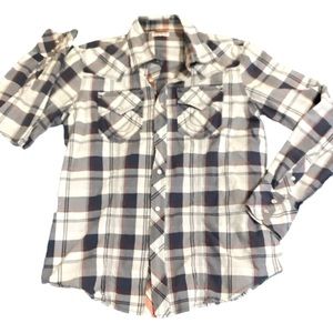 TRUE RELIGION Long Sleeve Western Style Blue/Red Plaid Shirt Size XL